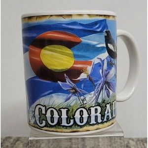 Colorado Est. 1876 Ceramic 12 oz. Souvenir Cup/Coffee Mug Columbine Lark Bunting